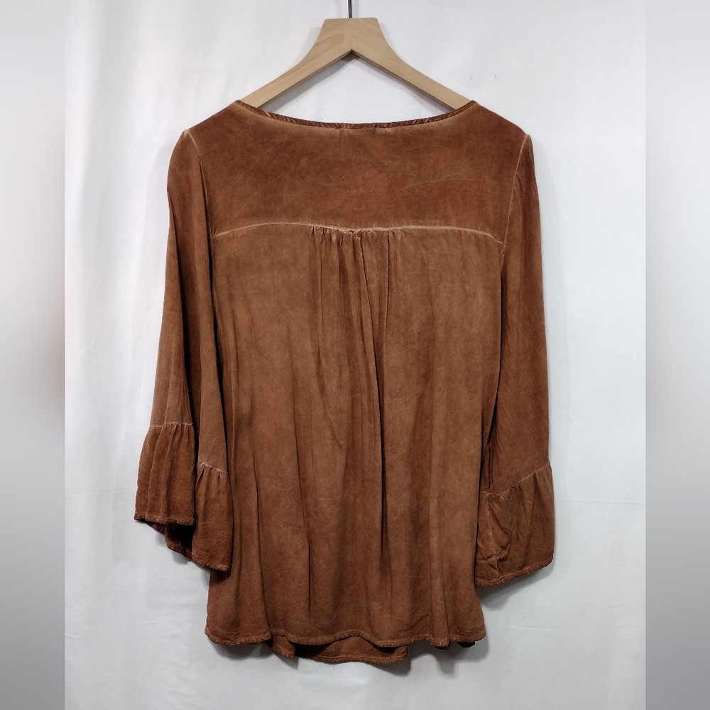NWOT Ninety Clothing Co Rusty Brown Boho Shirt Women's L Grunge Witchy Casual - Picture 5 of 8